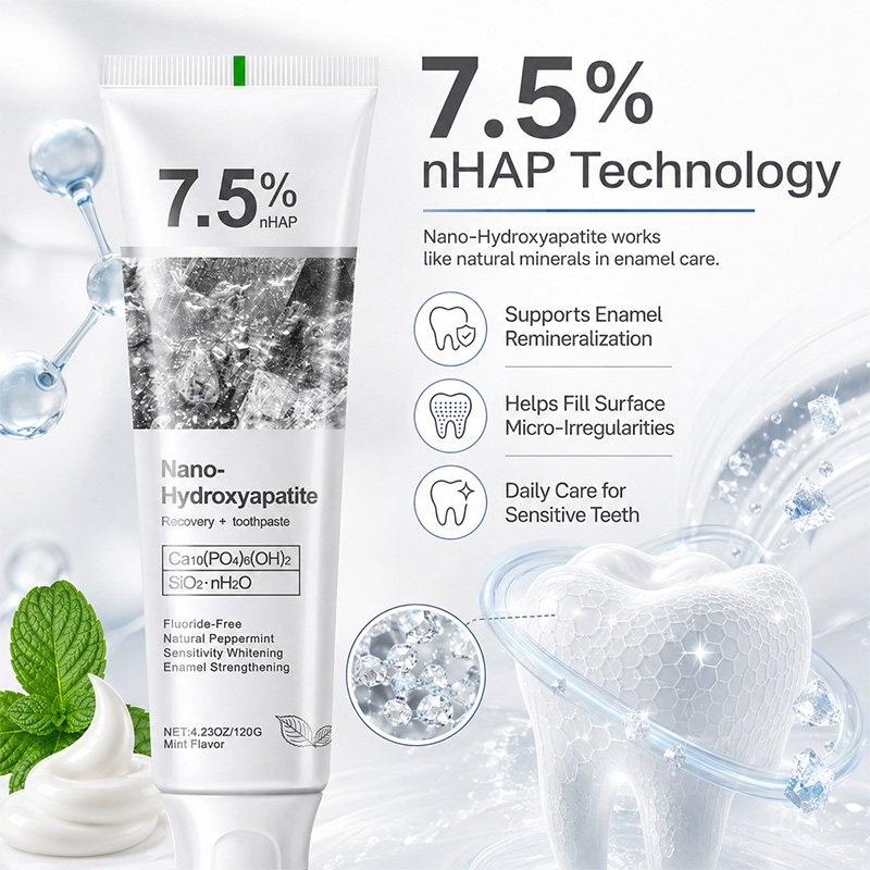 Teeth Whitening Cream - 5/6個入り 7.5% nHAP ナノハイドロキシアパタイト歯磨き粉 120g フッ素フリー