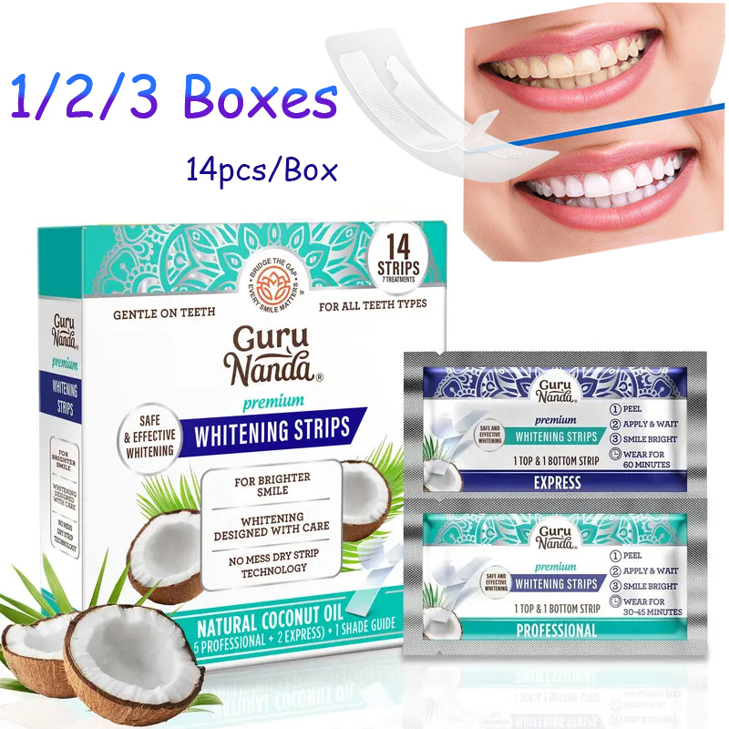 Teeth Whitening Essence - 14 個/箱ココナッツオイル歯ホワイトストリップ、煙コーヒーの汚れを除去するためのより白いストリップ、歯科クリーニングベニア口腔衛生ケア