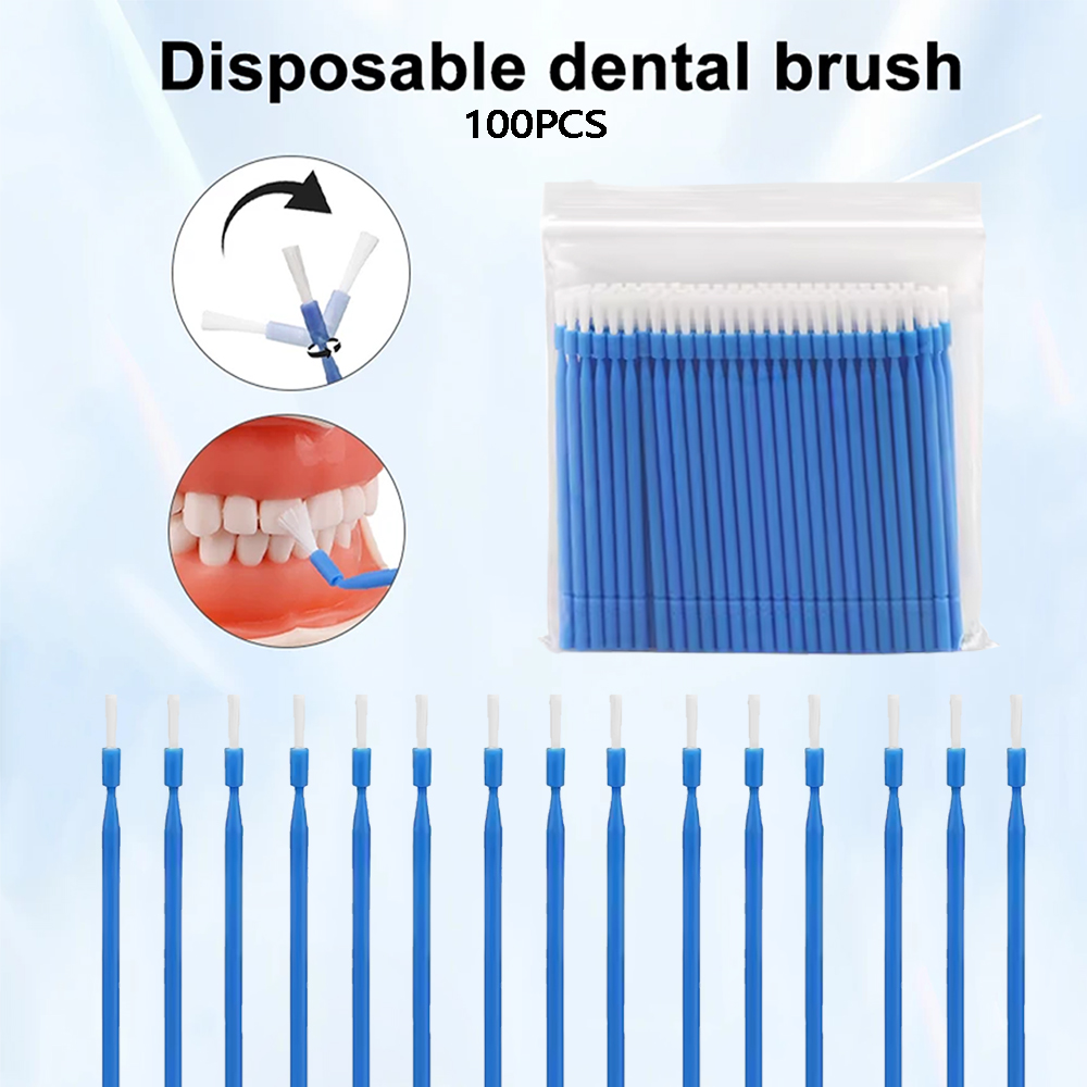Teeth Whitening Products - 100 個歯科用使い捨てマイクロブラシアプリケーター曲げ可能なロングシャンクブラシ歯のホワイトニング口腔歯科医クリーニングツール
