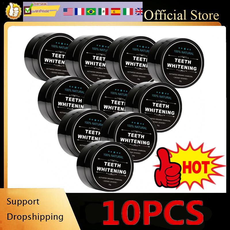 Teeth Whitening Activated Organic Charcoal - 天然の歯のホワイトニングパウダー,有機活性炭,10個,30g