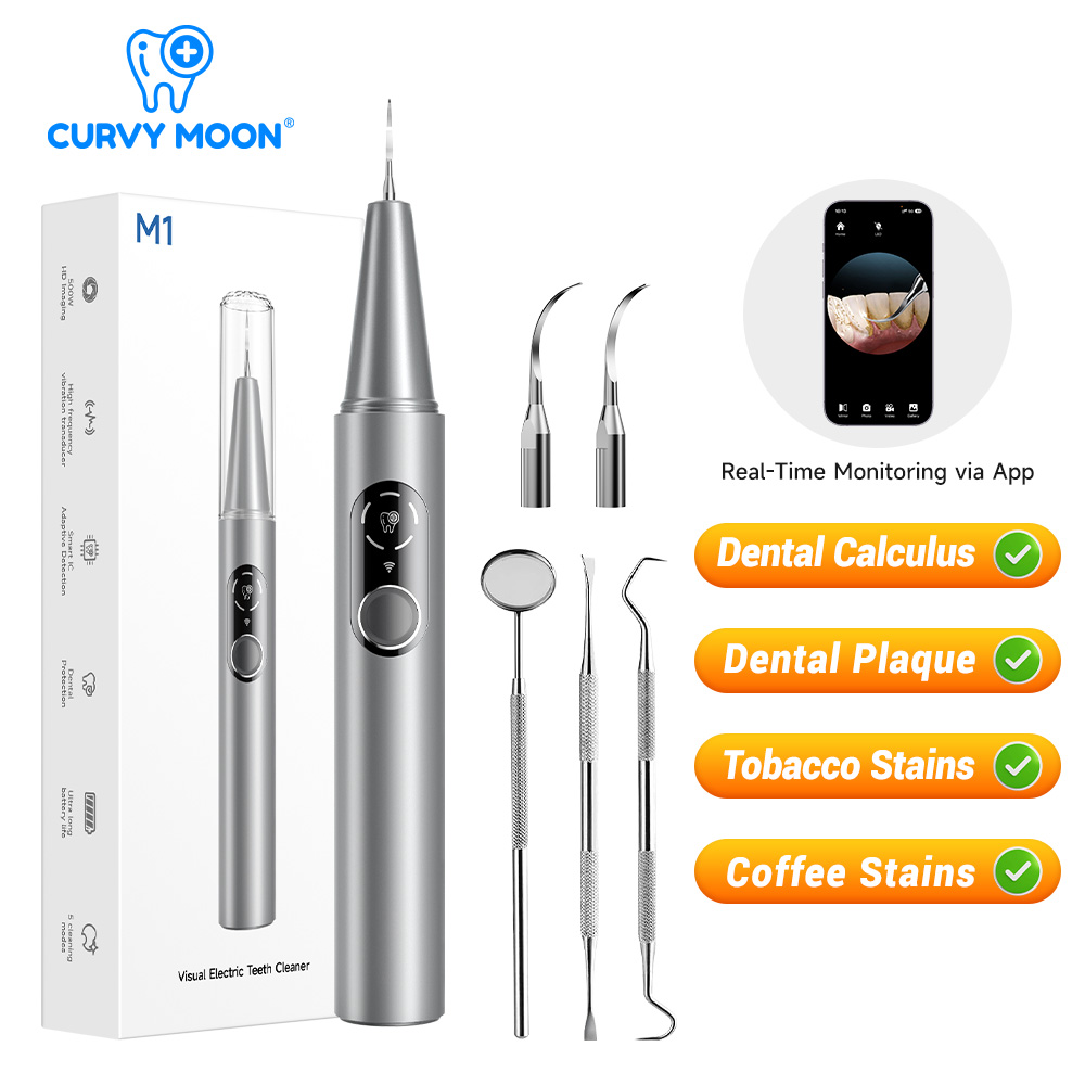 Teeth Whitening Uv - CURVY MOON 可視電気超音波歯クリーナー カメラ付き 歯石除去剤 歯の汚れ洗浄ツール