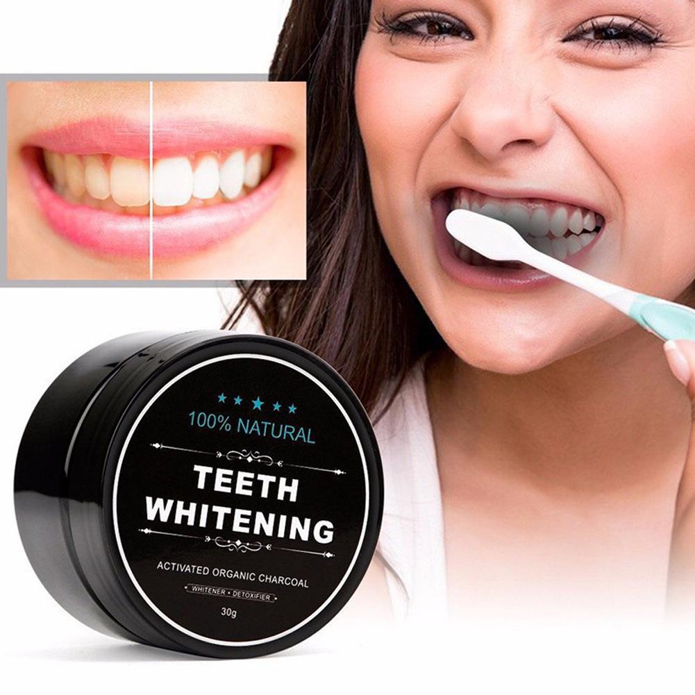 Teeth Whitening Activated Organic Charcoal - オーガニック活性炭ココナッツシェル竹炭歯磨き粉、喫煙者用ステイン除去剤、息リフレッシュパウダー
