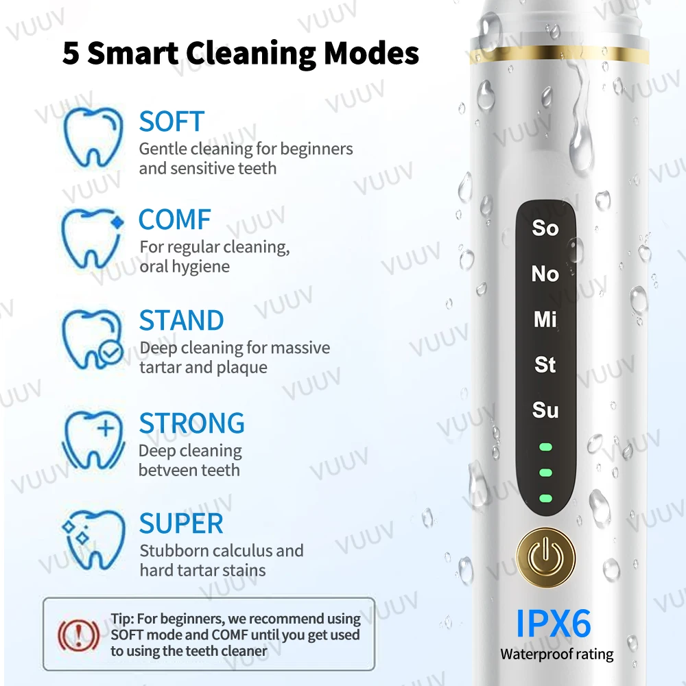 VUUV 超音波歯クリーナー女性歯石除去剤ステイン消しゴムマ - Teeth Whitening Uv のレビューと価格