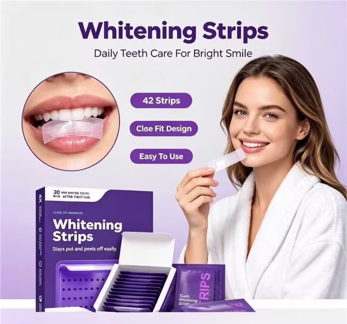 歯のホワイトニングストリップ 42枚入り 密着性のある粘着剤 - Teeth Whitening In Office のレビューと価格