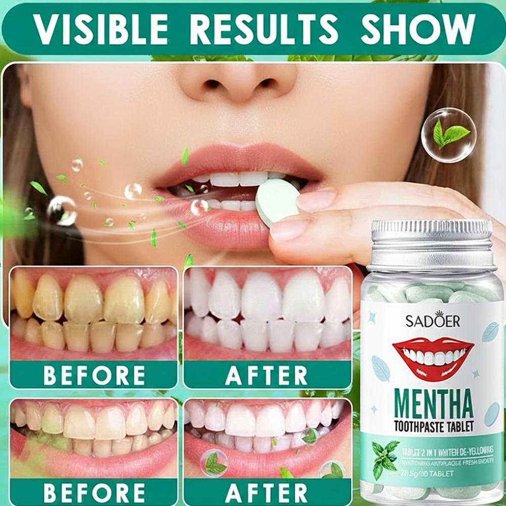 30 個固形歯磨き粉タブレット歯のホワイトニングチュアブルマ - Teeth Whitening Cream のレビューと価格