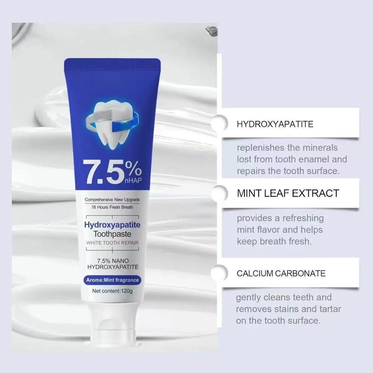 7.5%ナノハイドロキシアパタイト歯磨き粉、コーヒー・紅茶の - Teeth Whitening Bleach のレビューと価格