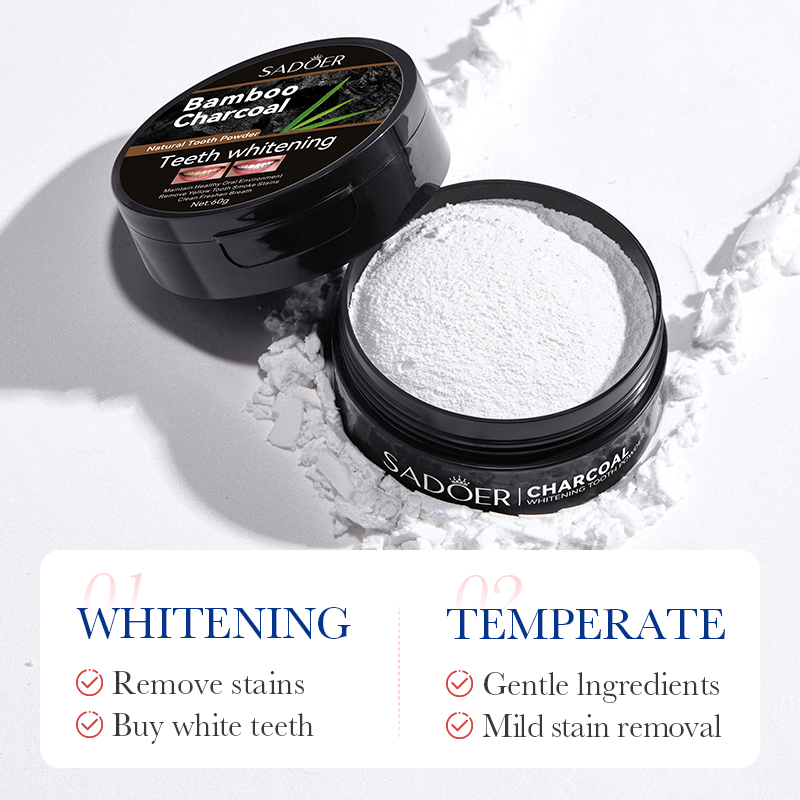 竹炭活性炭ホワイトニング歯磨き粉、息を爽やかにする、黄ばんだ - Whitening Powder Activated のレビューと価格